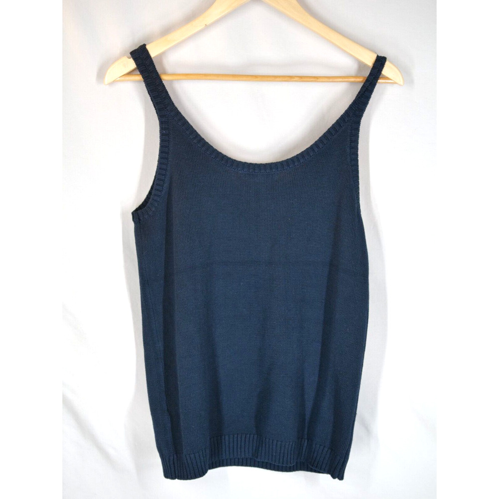 Knit sweater‎ vest Cable Knit Tank Top Fitted Blue JOAN VASS STUDIO Sleeveless